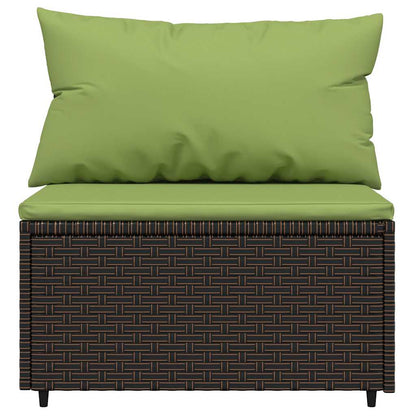 4-Delige Loungeset Met Kussens Poly Rattan 1 Bruin en groen
