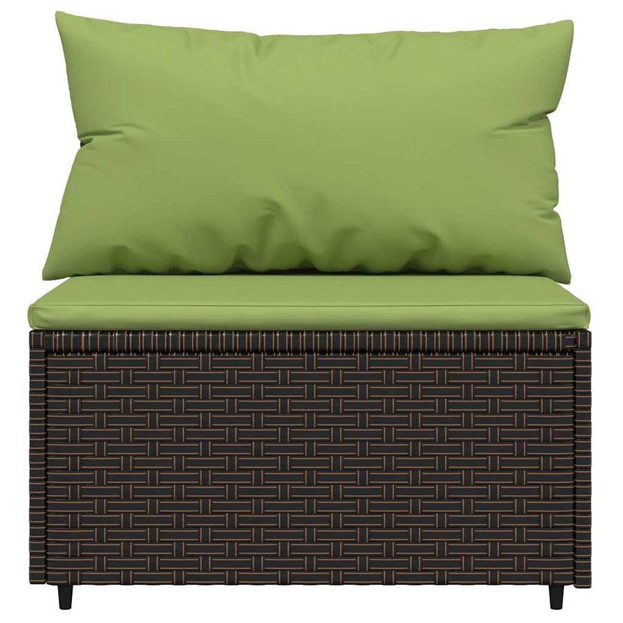 4-Delige Loungeset Met Kussens Poly Rattan 1 Bruin en groen
