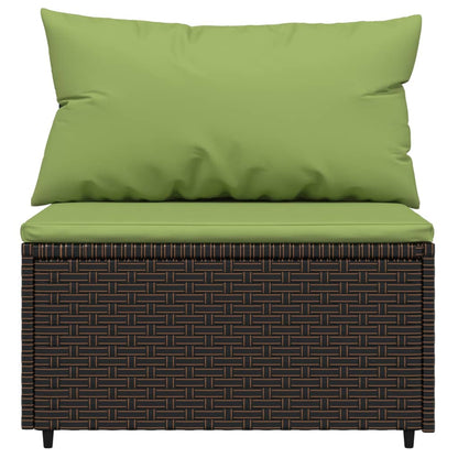 4-Delige Loungeset Met Kussens Poly Rattan 1 Bruin en groen