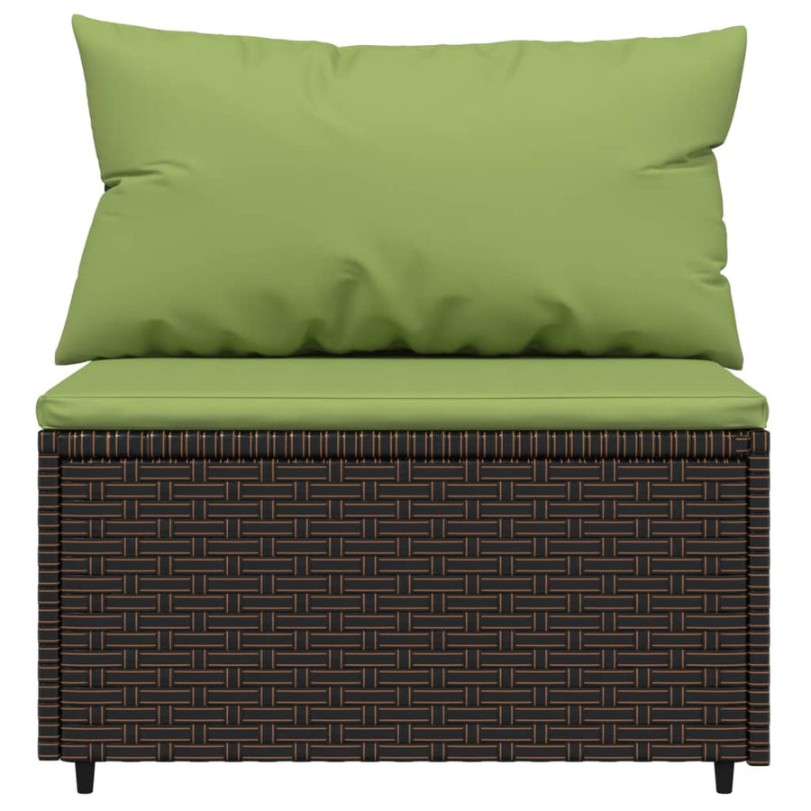 4-Delige Loungeset Met Kussens Poly Rattan 1 Bruin en groen