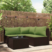 4-Delige Loungeset Met Kussens Poly Rattan 1 Bruin en groen
