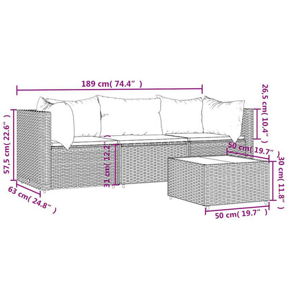 4-Delige Loungeset Met Kussens Poly Rattan 1