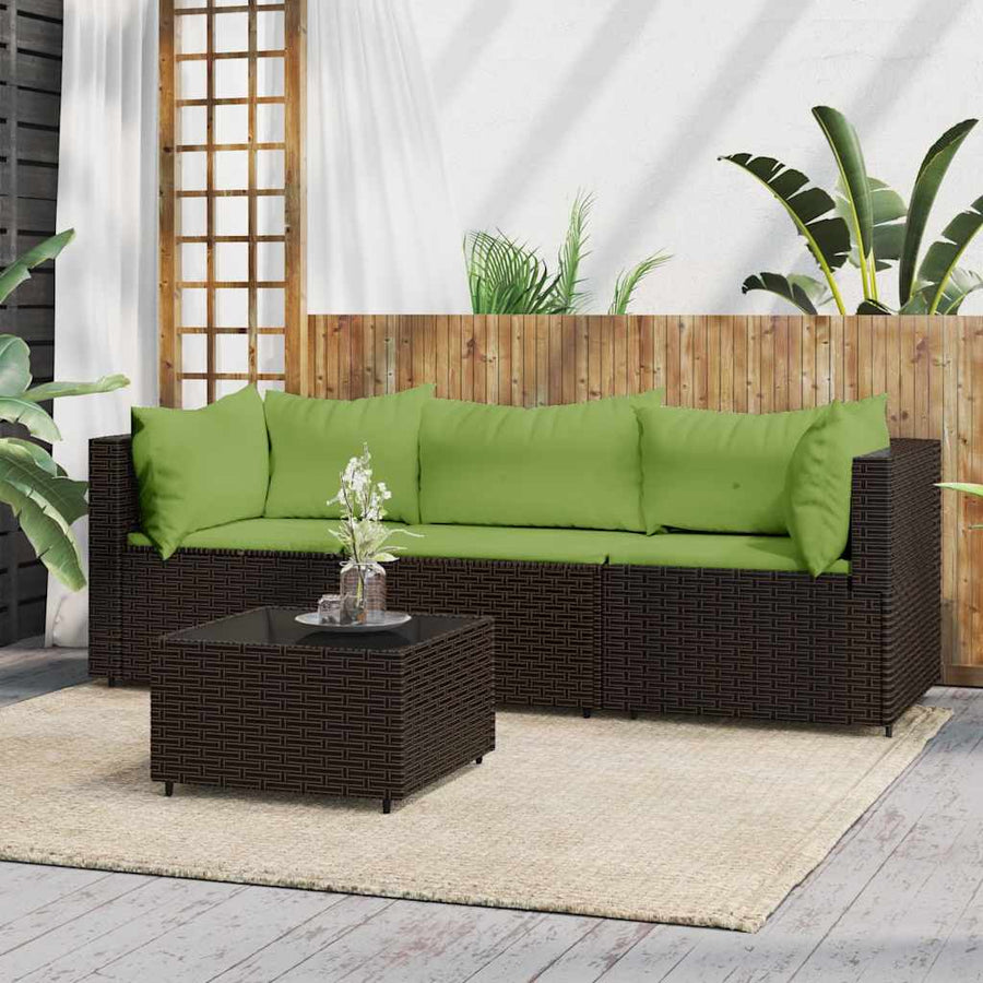 4-Delige Loungeset Met Kussens Poly Rattan 1