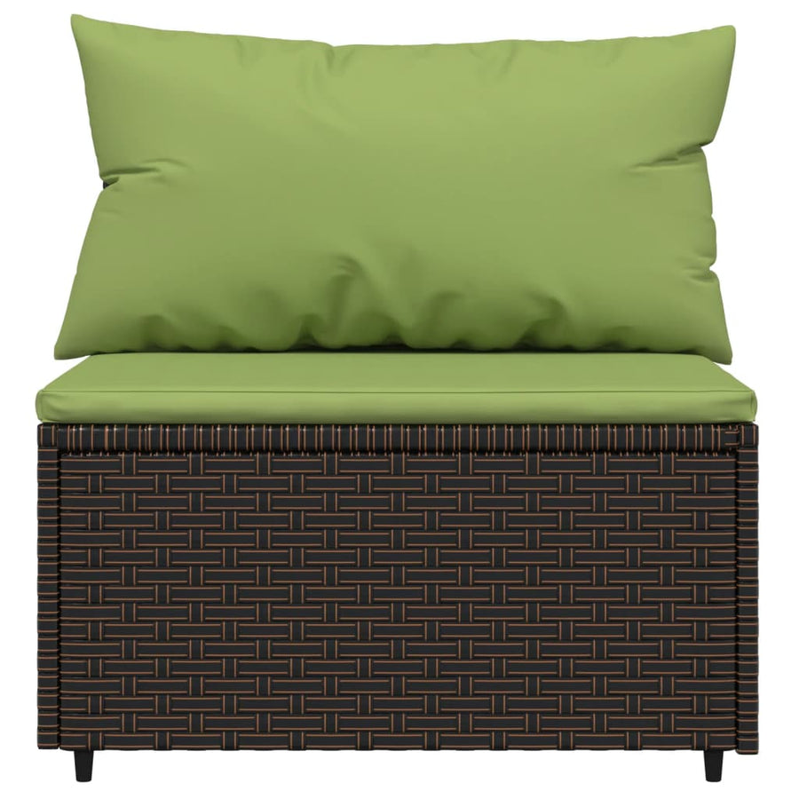 Tuin Met Kussens Poly Rattan Bruin en groen Middenbank