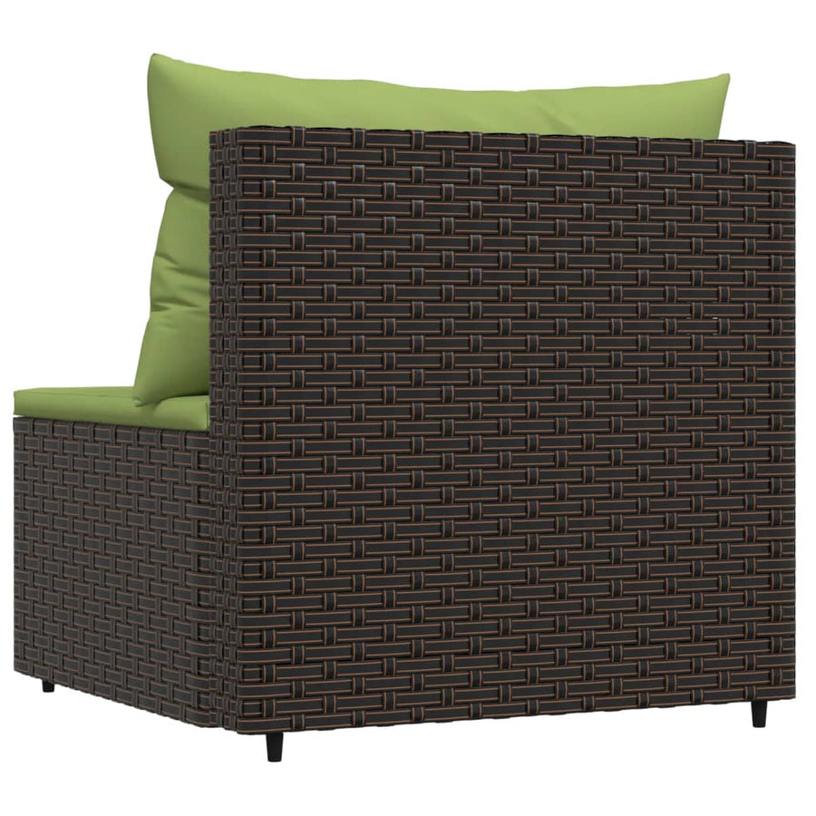 Tuin Met Kussens Poly Rattan Bruin en groen Middenbank