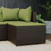 Voetensteun polyrattan bruin groen 55x55x31 cm