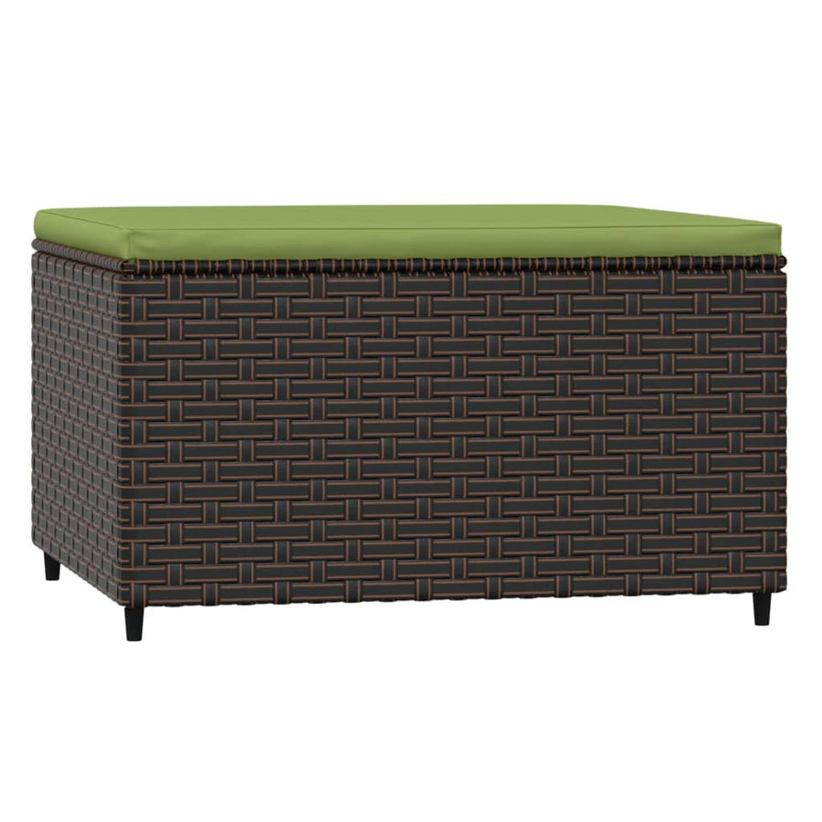 Voetensteunen Met Kussens Poly Rattan 2 Bruin en groen