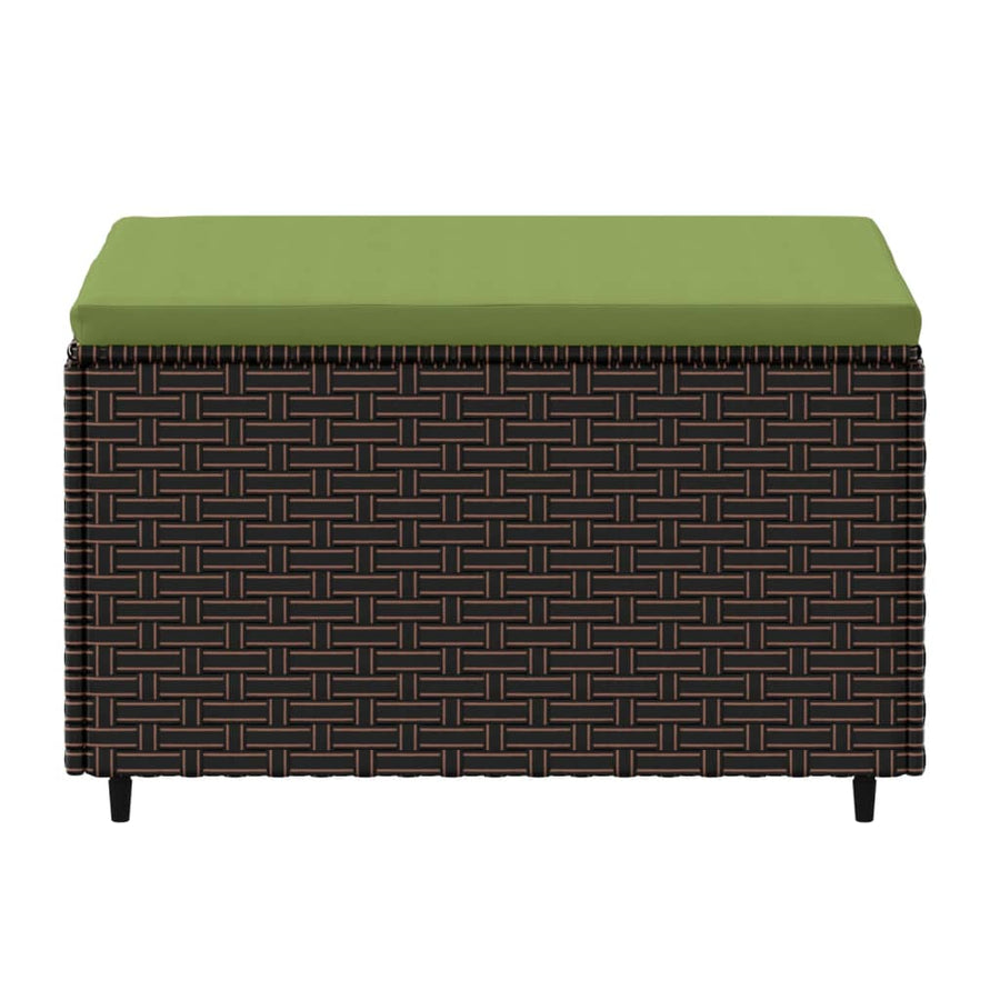 Voetensteunen Met Kussens Poly Rattan 2 Bruin en groen