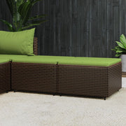 Footstools 2 pcs with cushions poly rattan brown