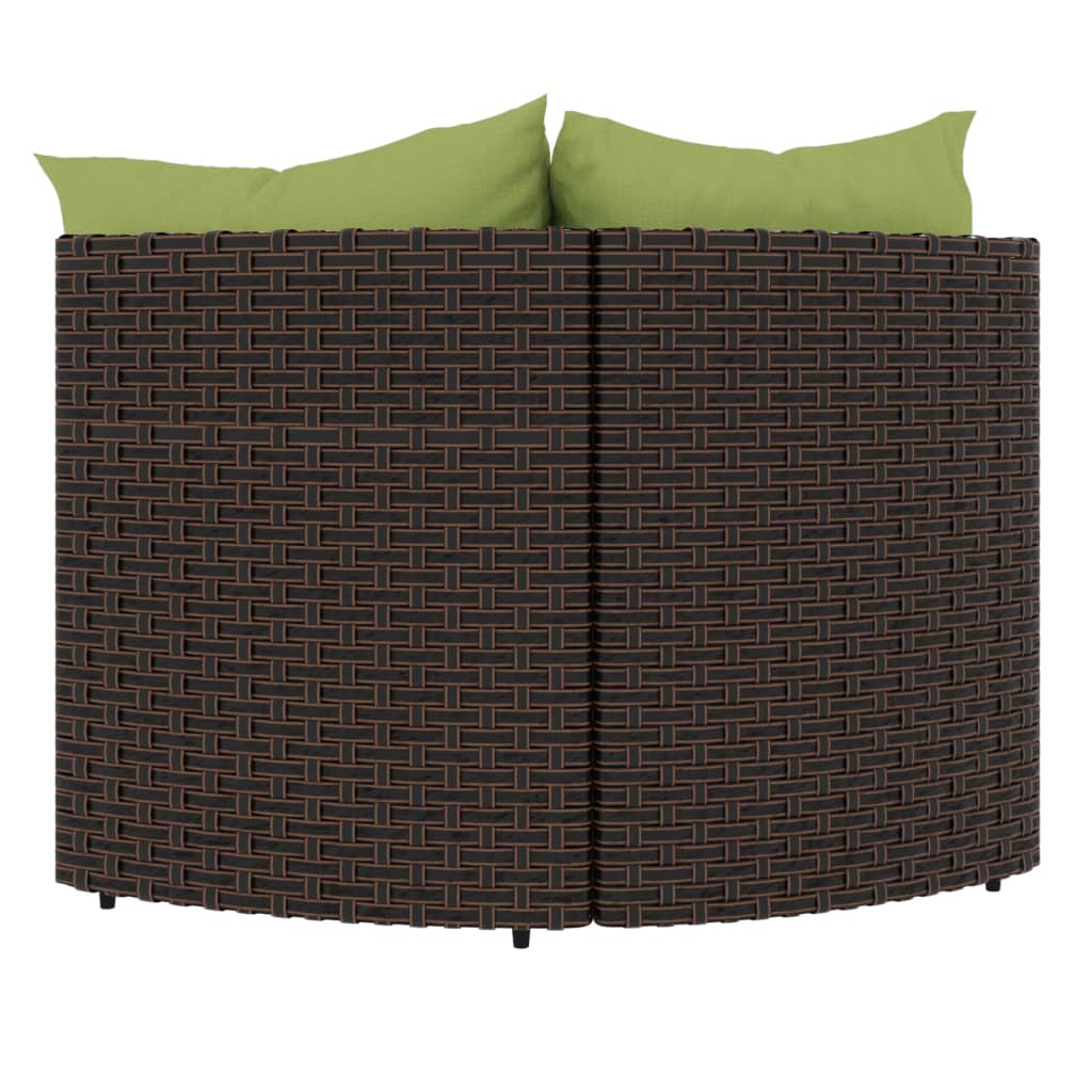 Tuinhoekbanken Met Kussens 2 St Poly Rattan Bruin en groen 2x hoek