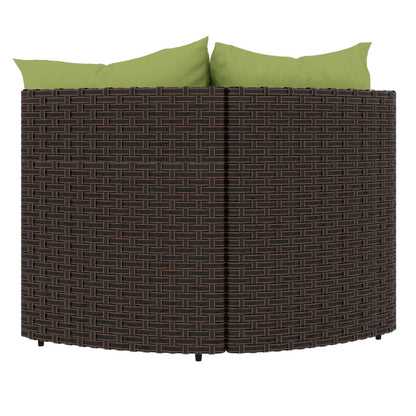 Tuinhoekbanken Met Kussens 2 St Poly Rattan Bruin en groen 2x hoek