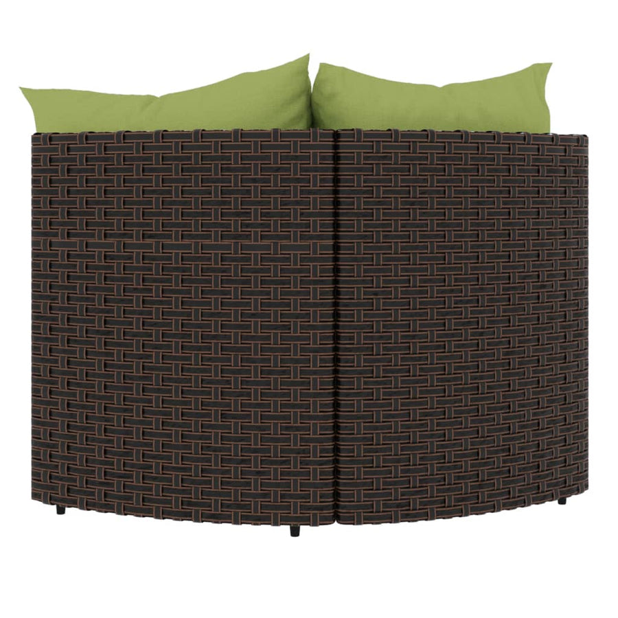 Tuinhoekbanken Met Kussens 2 St Poly Rattan Bruin en groen 2x hoek