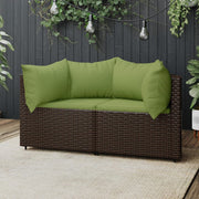 Tuinhoekbank poly rattan bruin 2 stuks