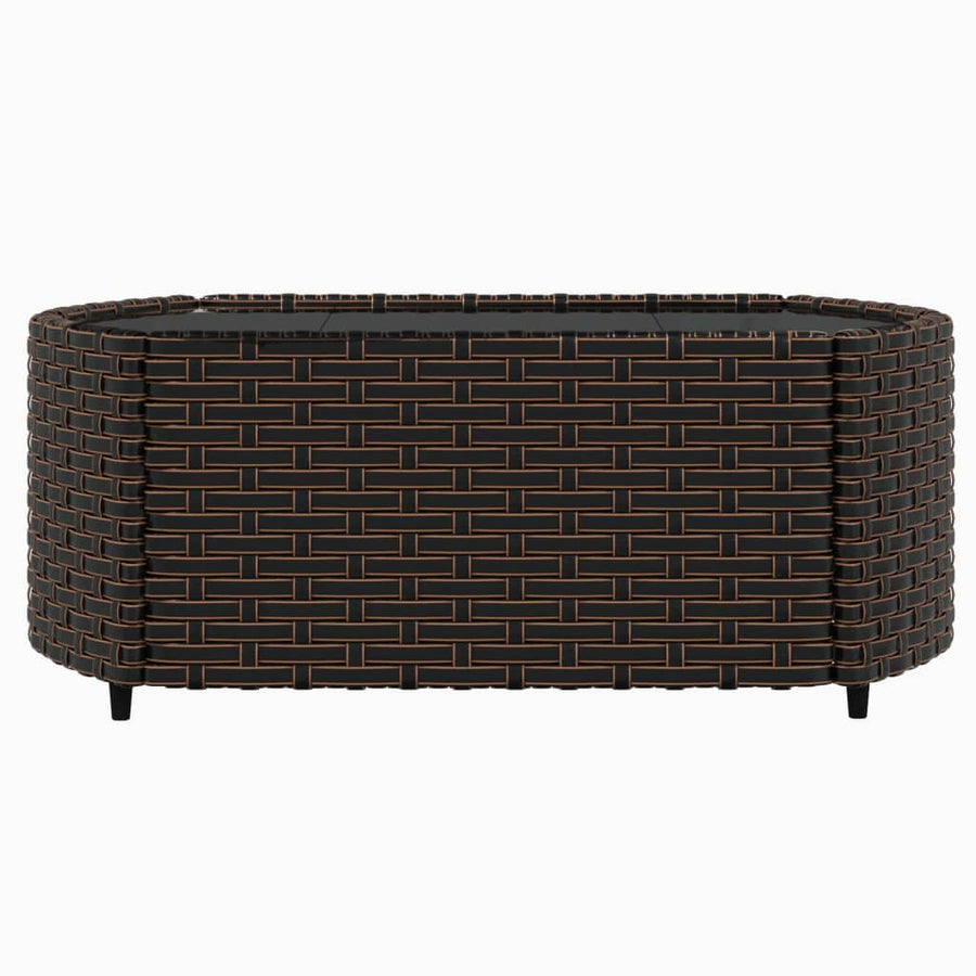 3-Delige Loungeset Met Kussens Poly Rattan Bruin en groen 2x hoek + Tafel