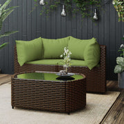 Loungeset 3-delig poly rattan bruin