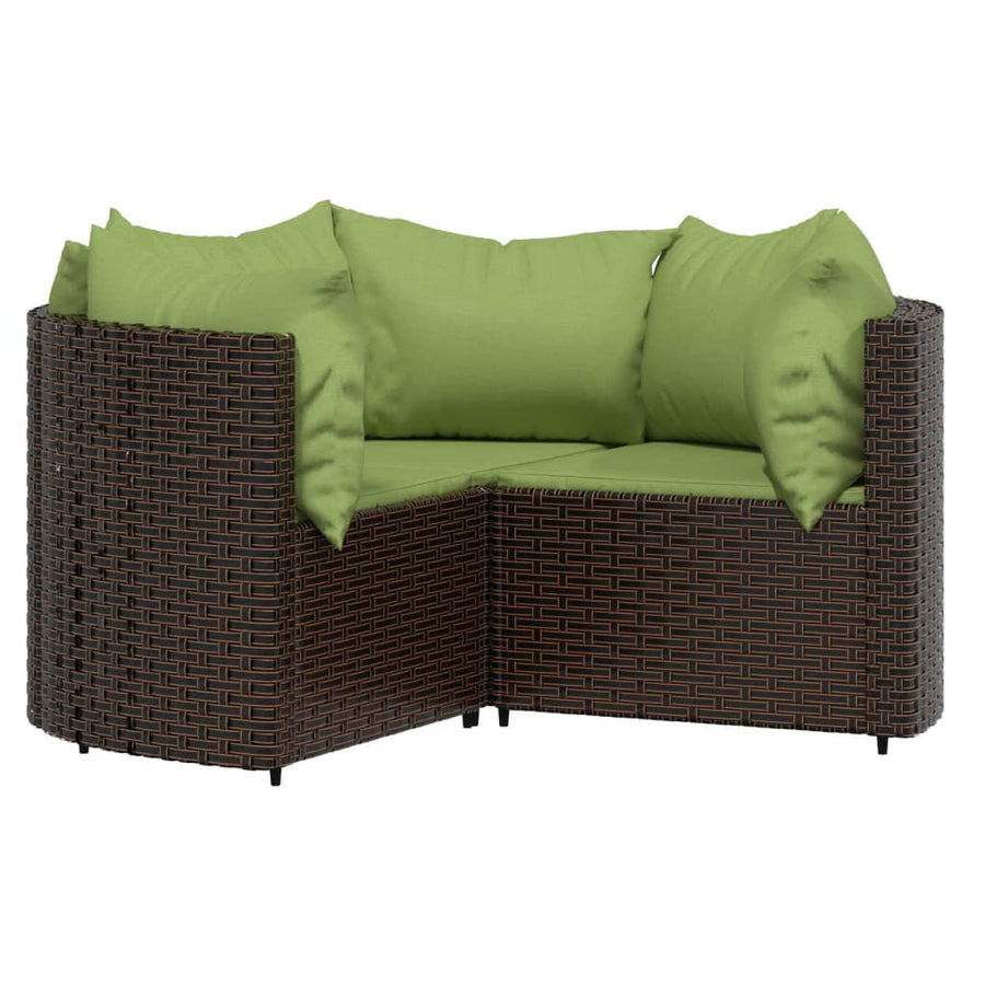 4-delige Loungeset met kussens poly rattan bruin