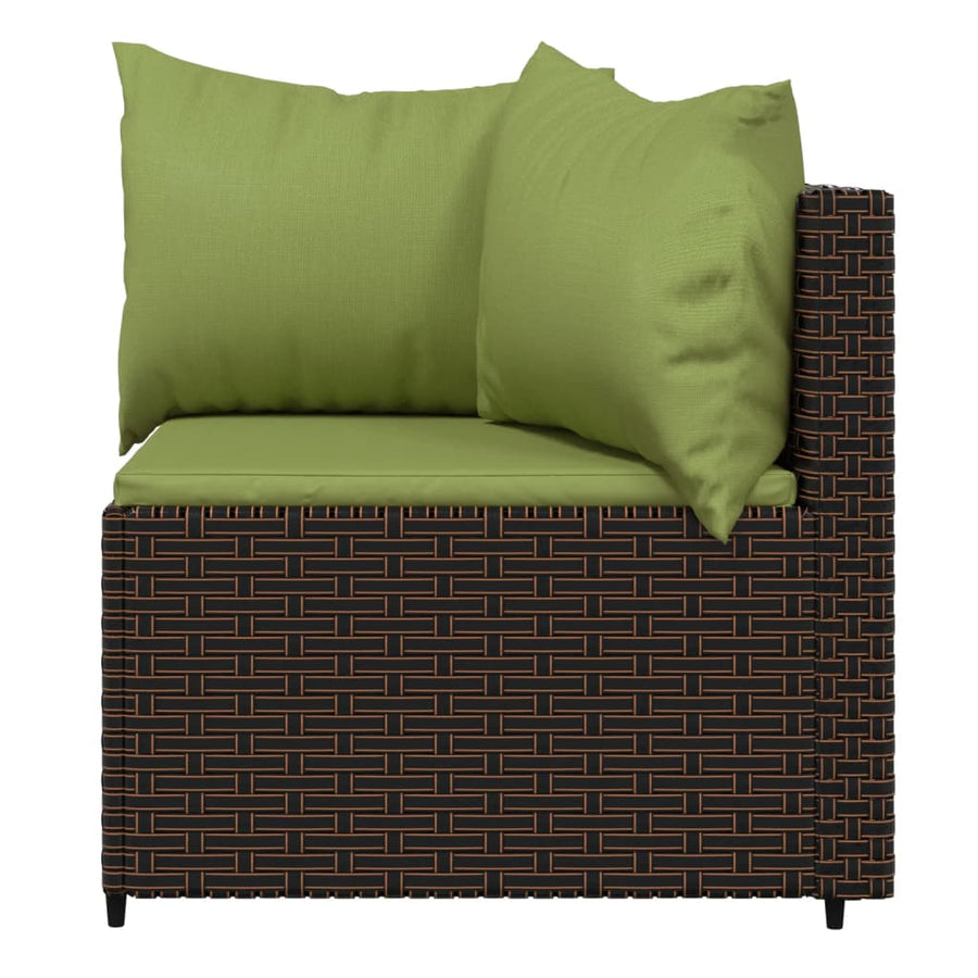 4-delige Loungeset met kussens poly rattan bruin