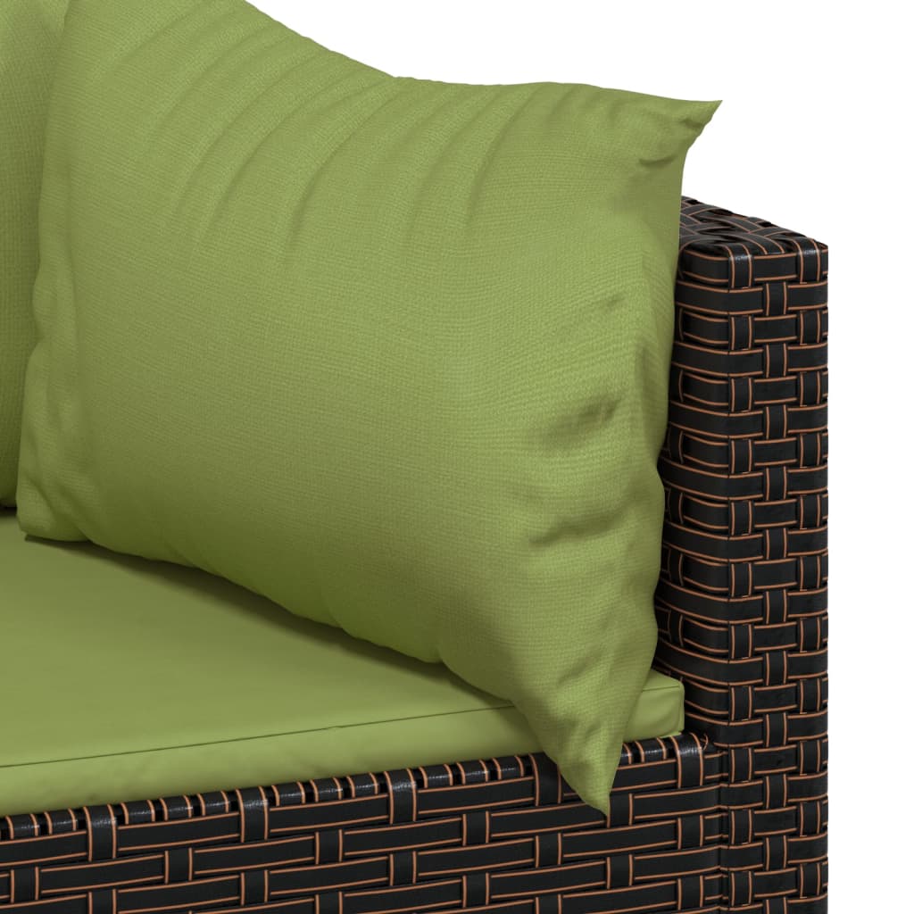 4-delige Loungeset met kussens poly rattan bruin