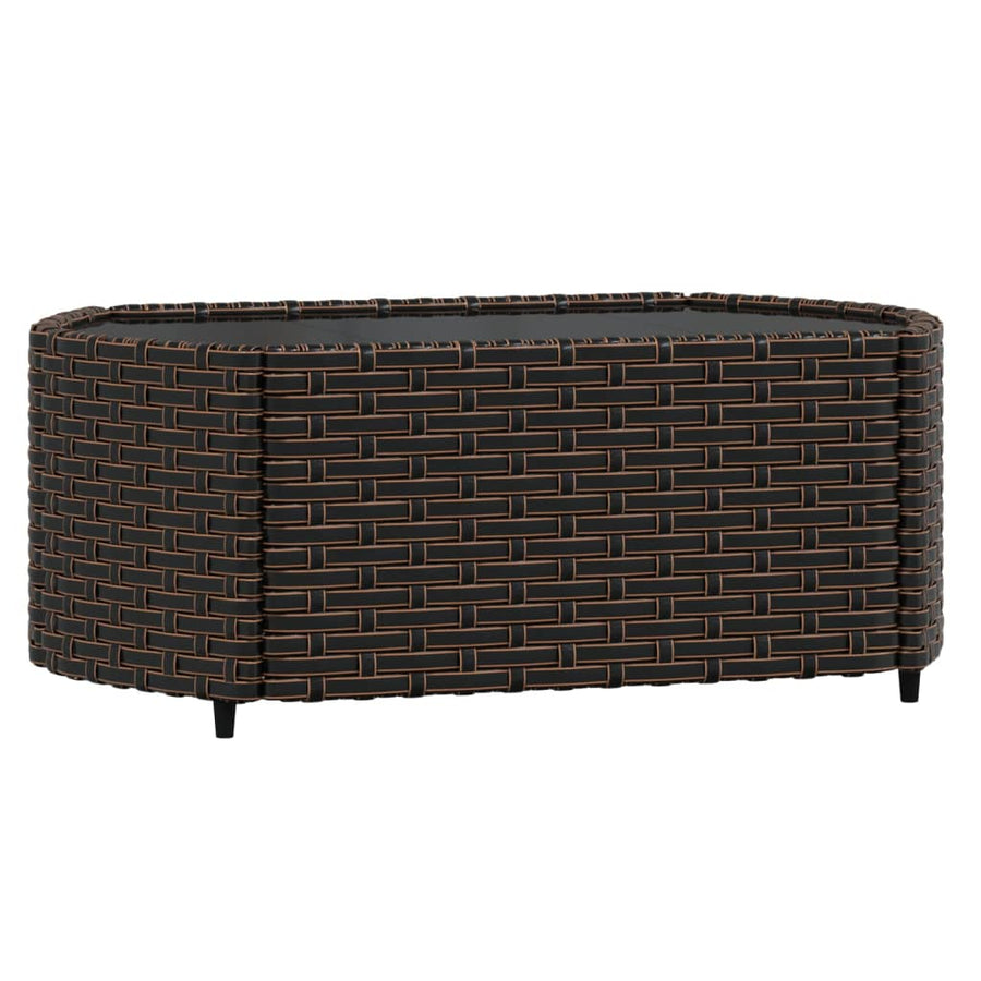 4-delige Loungeset met kussens poly rattan bruin