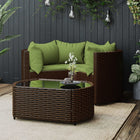 -Delige Loungeset Met Kussens Poly Rattan Bruin en groen