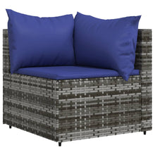 Tuin Met Kussens Poly Rattan Grijs en blauw Hoekbank