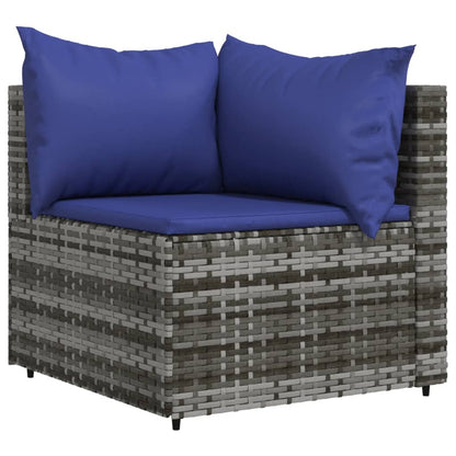 Tuin Met Kussens Poly Rattan Grijs en blauw Hoekbank