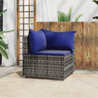 Tuin Met Kussens Poly Rattan Grijs en blauw Hoekbank