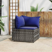 Garden Corner Sofa with Cushions Poly Rattan Grey