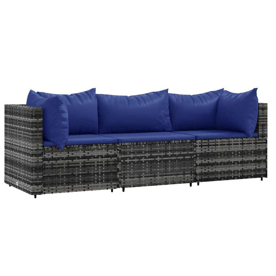 3-Delige Loungeset Met Kussens Poly Rattan 1