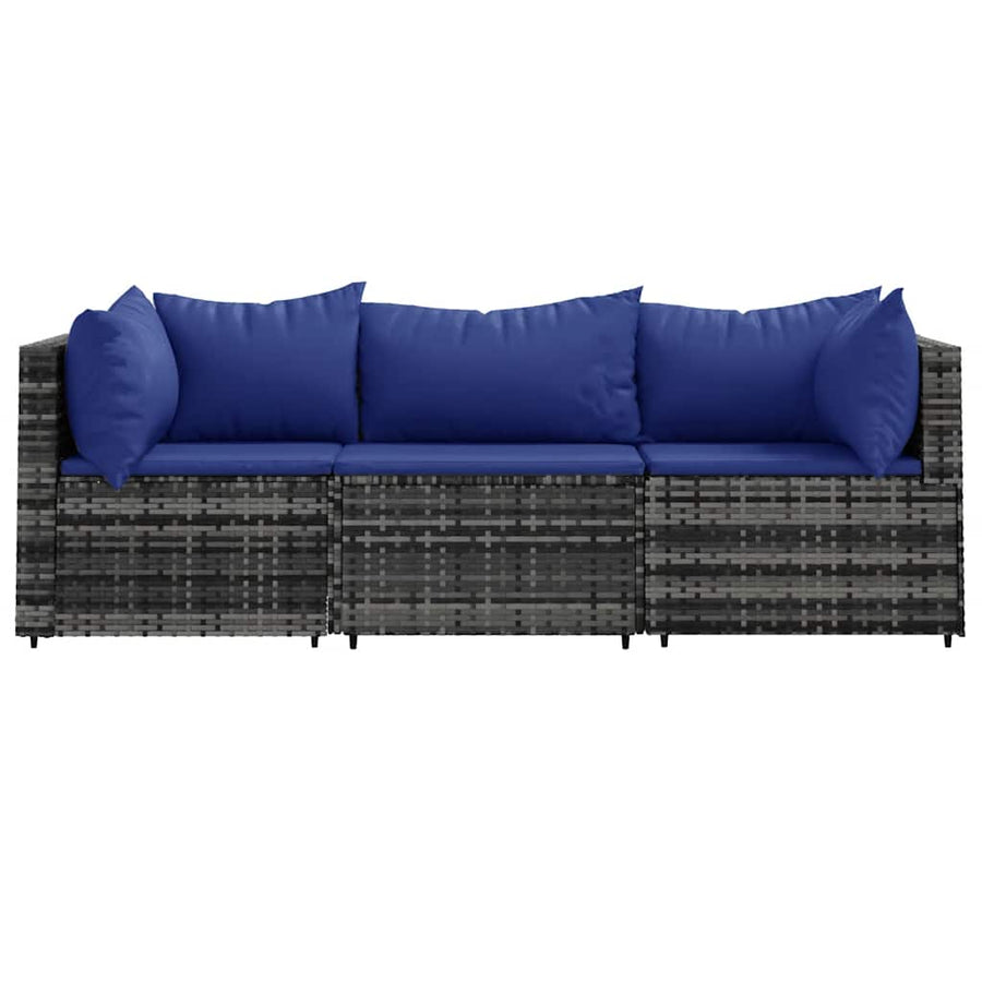 3-Delige Loungeset Met Kussens Poly Rattan 1