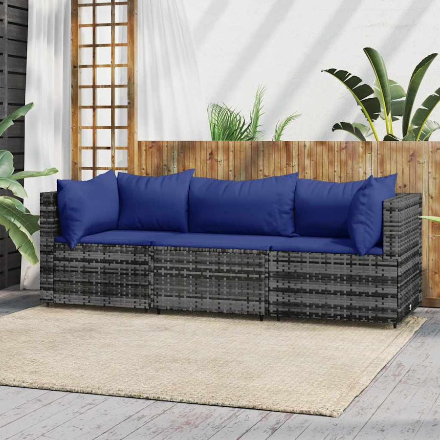 3-Delige Loungeset Met Kussens Poly Rattan 1