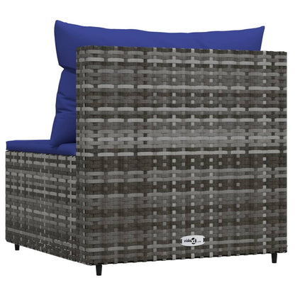 Tuin Met Kussens Poly Rattan Grijs en blauw Middenbank