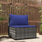 Tuin Met Kussens Poly Rattan Grijs en blauw Middenbank