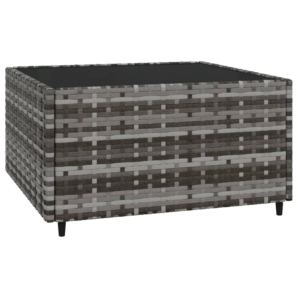 3-Delige Loungeset Met Kussens Poly Rattan Grijs en blauw 2x midden + Tafel