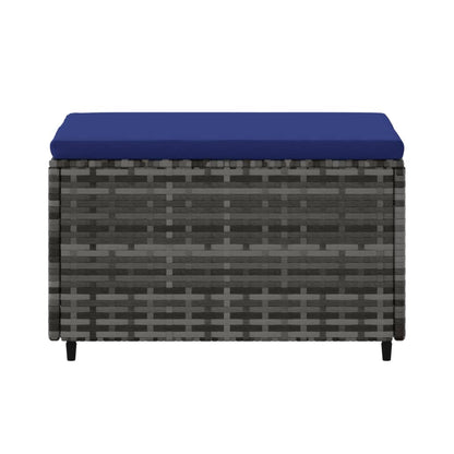 Voetensteun Met Kussen Poly Rattan 1 Grijs en blauw