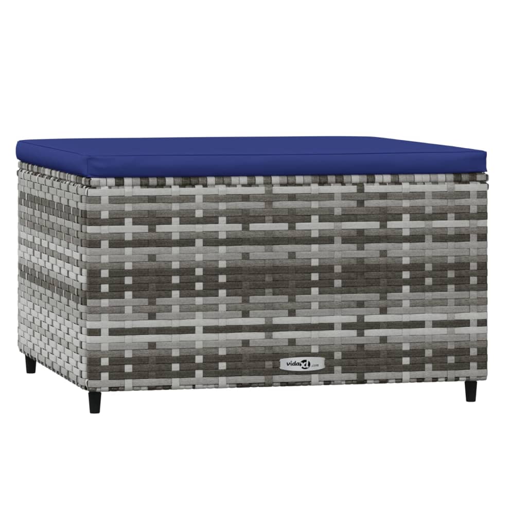 Voetensteunen Met Kussens Poly Rattan 2 Grijs en blauw