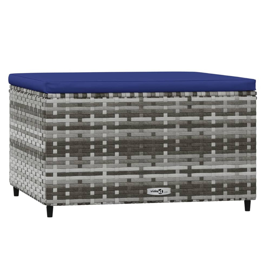Voetensteunen Met Kussens Poly Rattan 2 Grijs en blauw