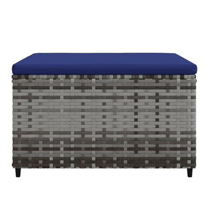 Voetensteunen Met Kussens Poly Rattan 2 Grijs en blauw