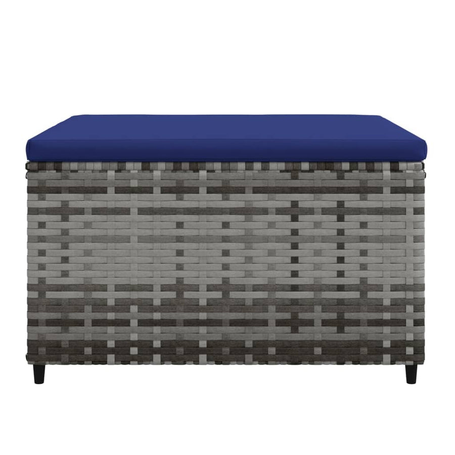 Voetensteunen Met Kussens Poly Rattan 2 Grijs en blauw