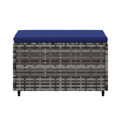 Voetensteunen Met Kussens Poly Rattan 2 Grijs en blauw