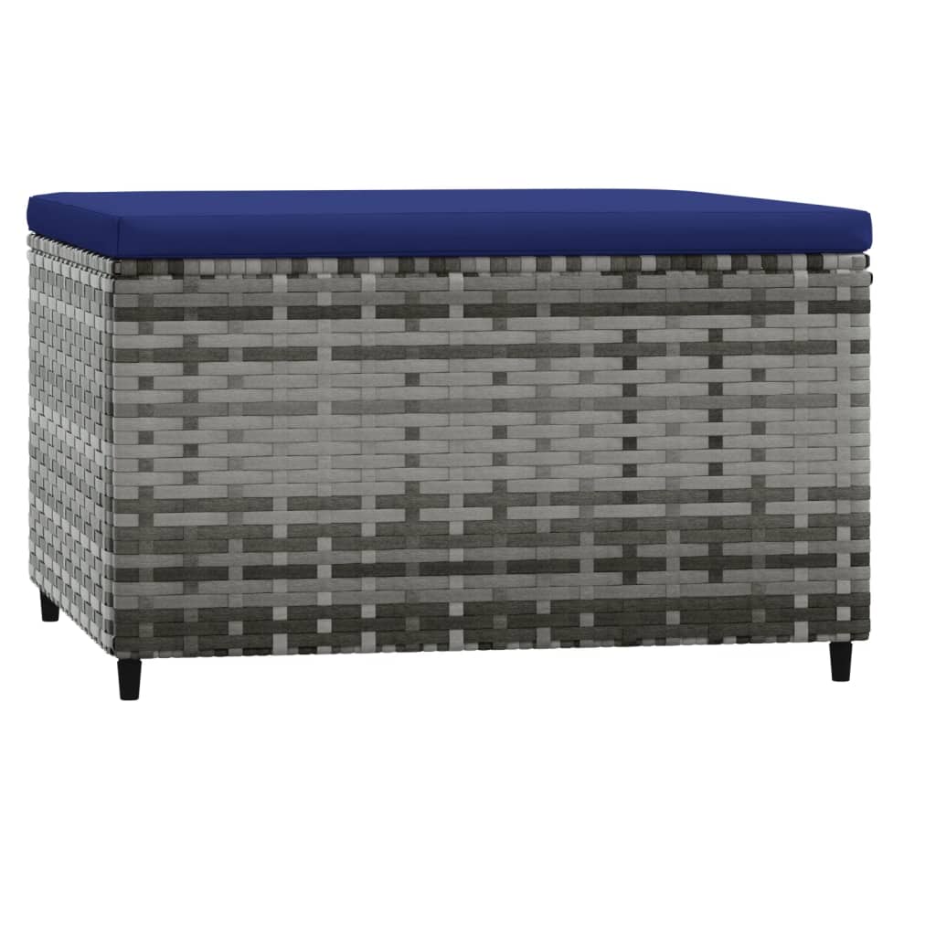 Voetensteunen Met Kussens Poly Rattan 2 Grijs en blauw