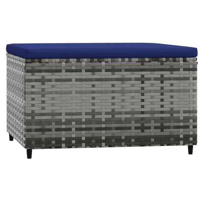 Voetensteunen Met Kussens Poly Rattan 2 Grijs en blauw