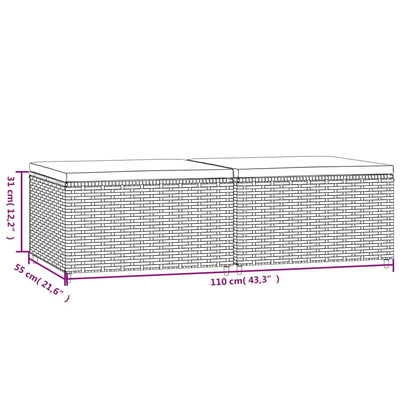 Voetensteunen Met Kussens Poly Rattan 2 Grijs en blauw