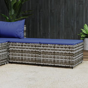 Footstools 2 pcs with cushions poly rattan grey
