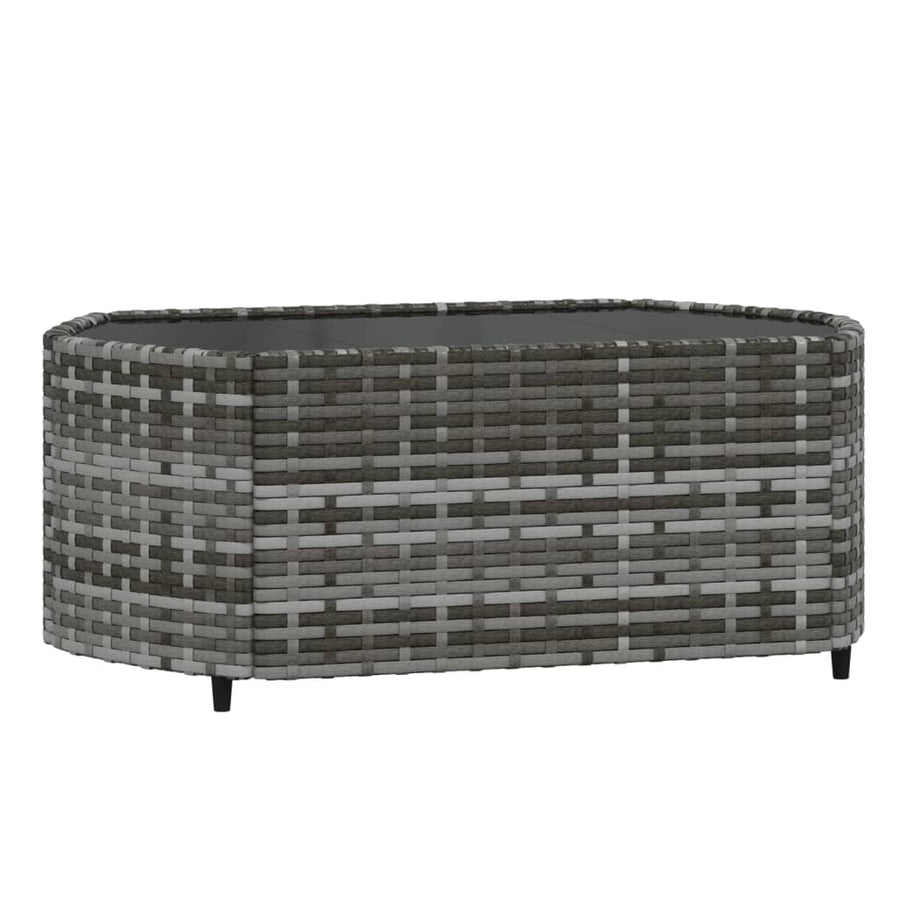 3-Delige Loungeset Met Kussens Poly Rattan Grijs en blauw 2x hoek + Tafel