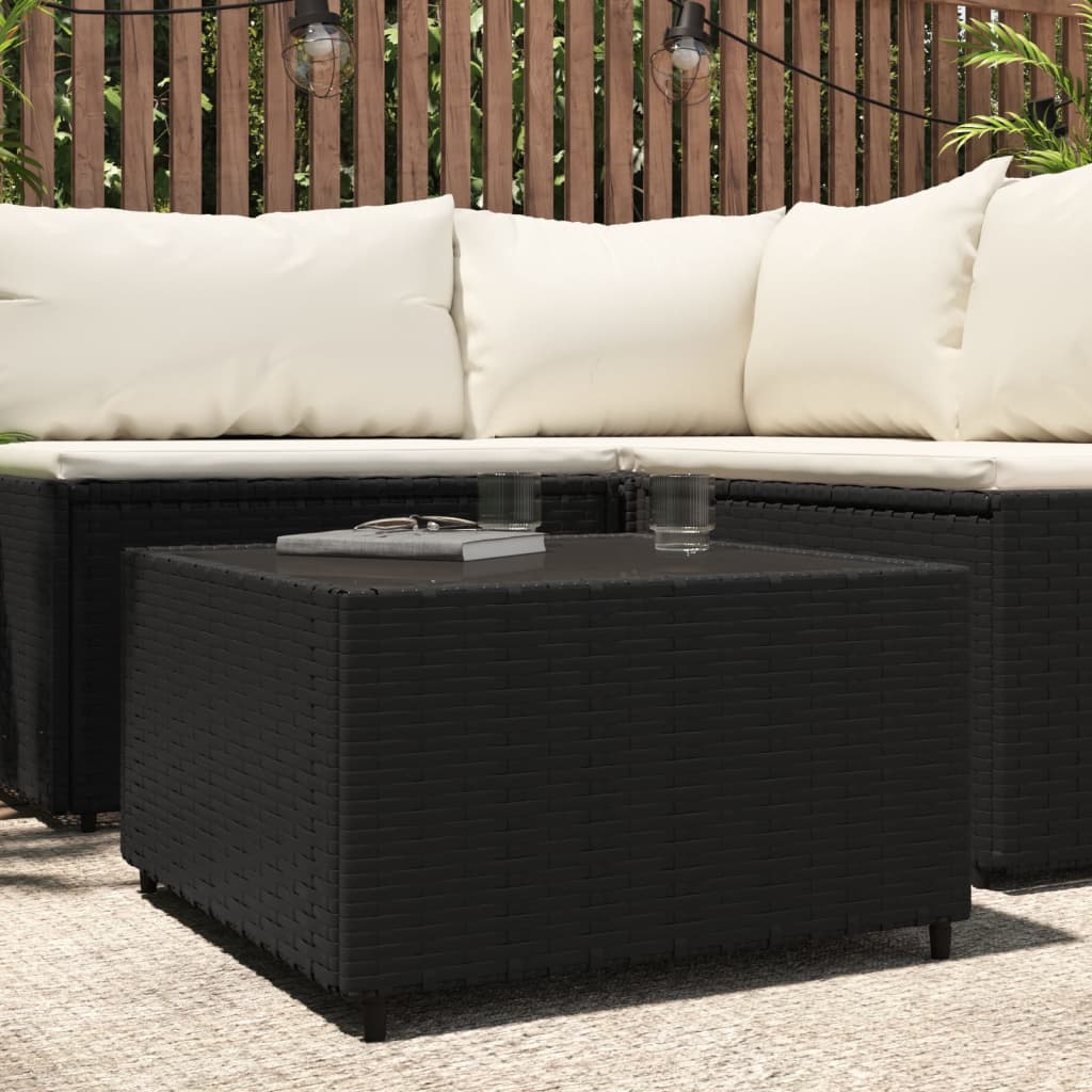 Salontafel Vierkant 50X50X30 Cm Poly Rattan Zwart