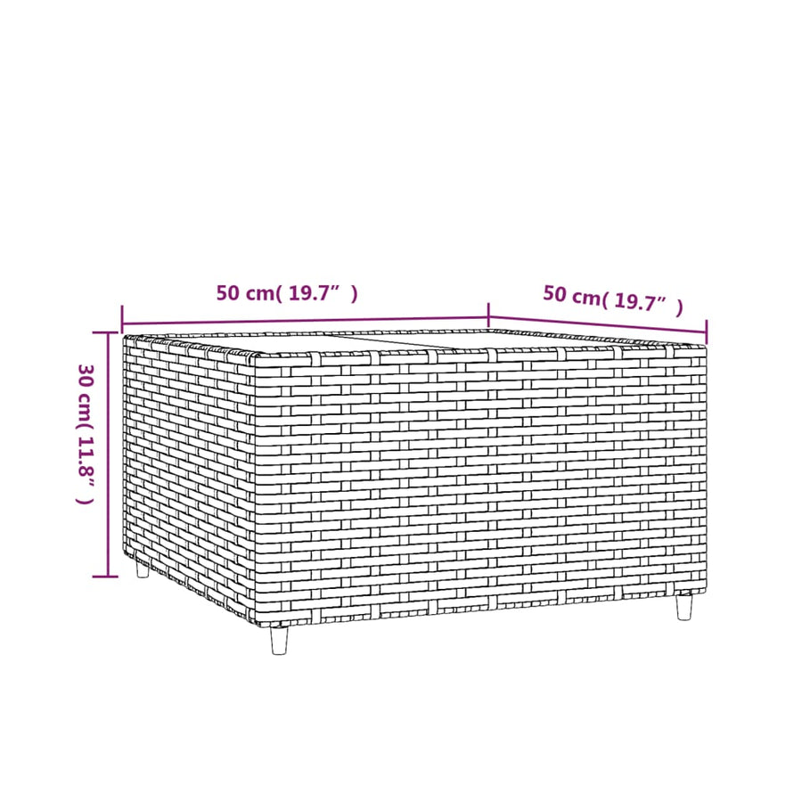 Salontafel Tuin Vierkant 50X50X30 Cm Poly Rattan Bruin