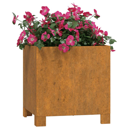 Plantenbakken met poten 2 st roestig 30x30x30 cm cortenstaal