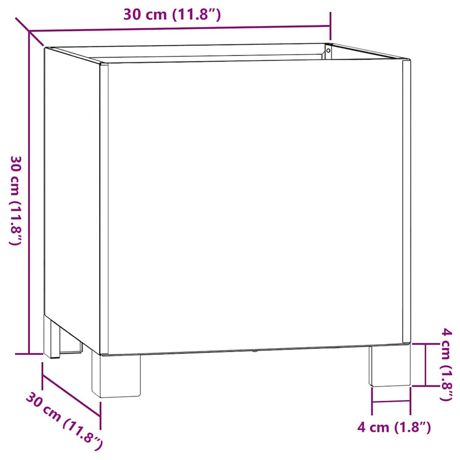 Plantenbakken met poten 2 st roestig 30x30x30 cm cortenstaal