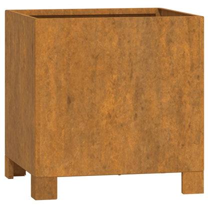 Plantenbakken met poten 2 st roestig 30x30x30 cm cortenstaal